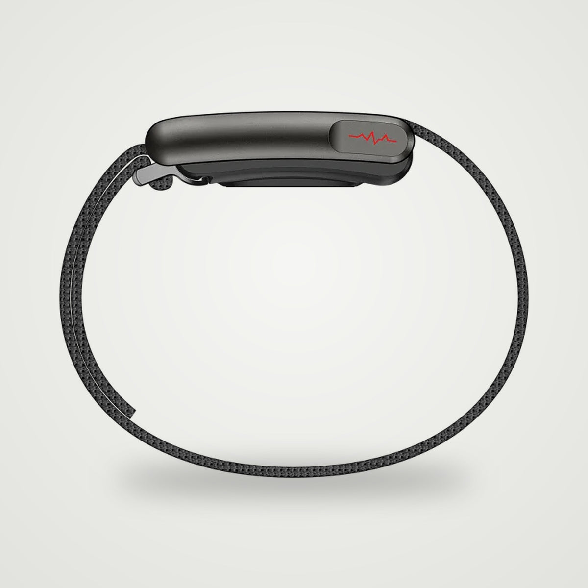 Bracelet connecté Pulsoo coloris Noir carbone, vue de profil